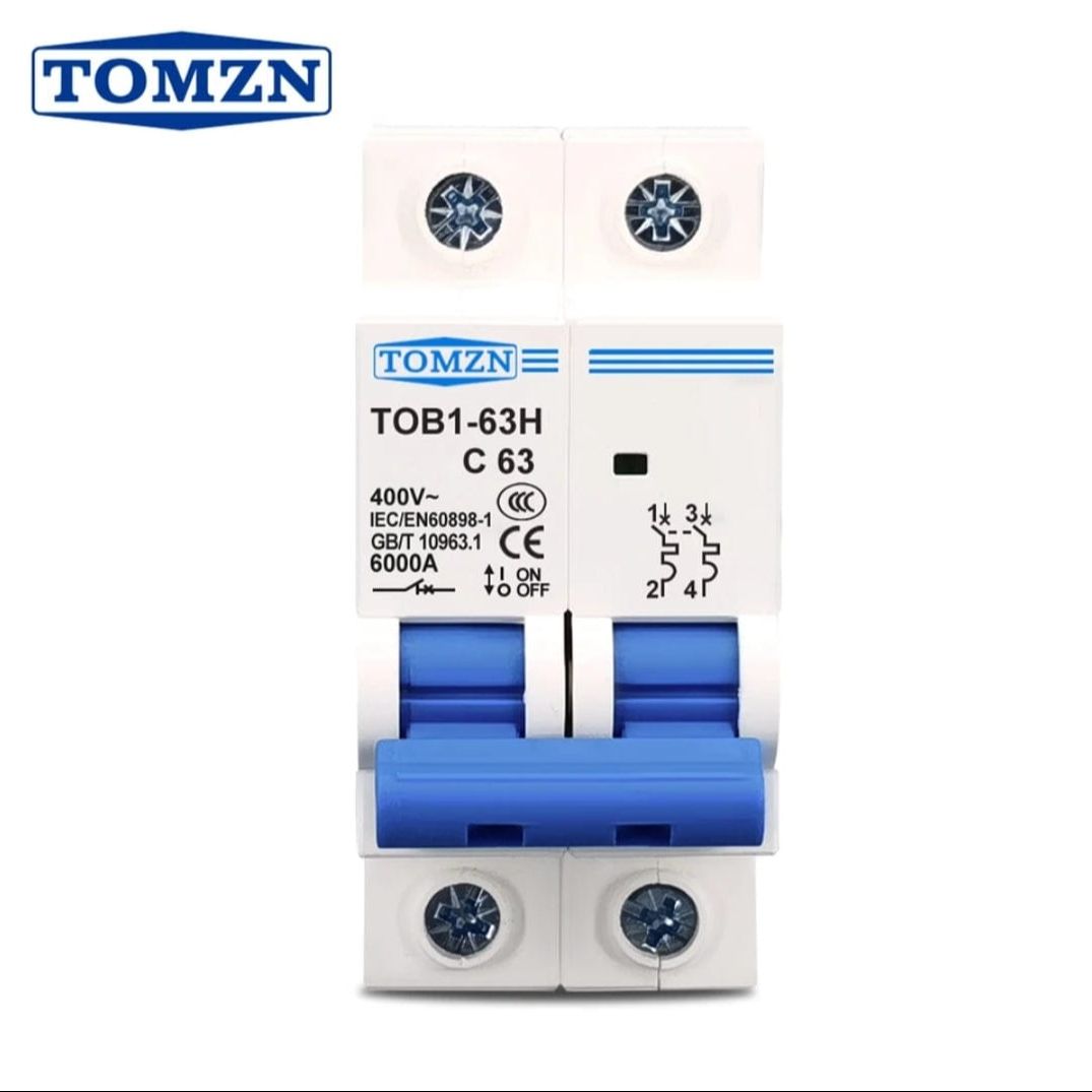 TOMZN 2P AC C-Type MCB Circuit Breaker 63A 230/400V
