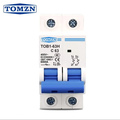 TOMZN 2P AC C-Type MCB Circuit Breaker 63A 230/400V