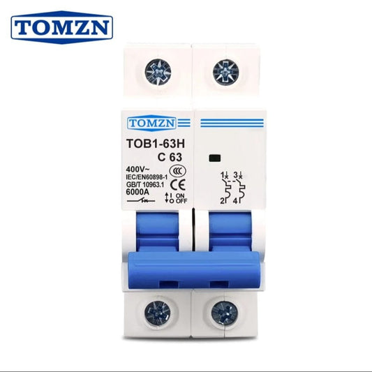 TOMZN 2P AC C-Type MCB Circuit Breaker 63A 230/400V